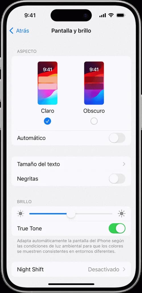 Como habilitar el modo nocturno en mi IPhone